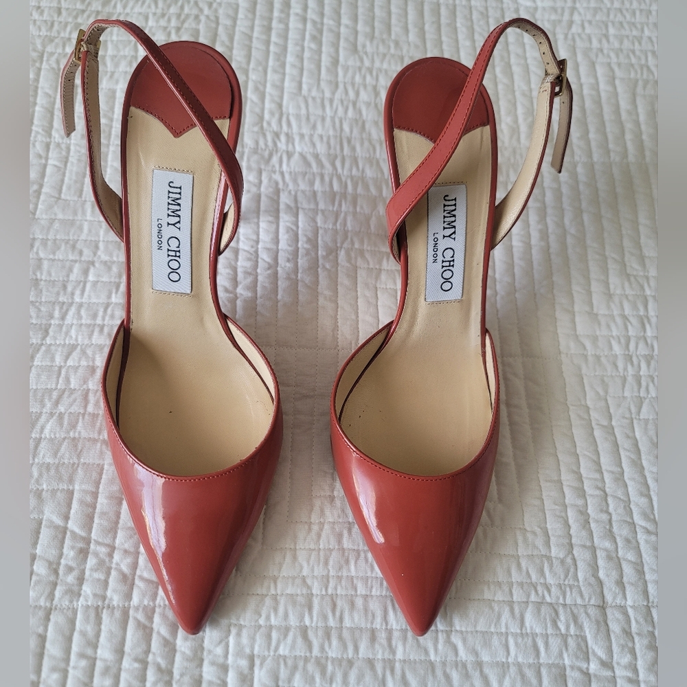 Jimmy Choo Red Patent Slingback Heels